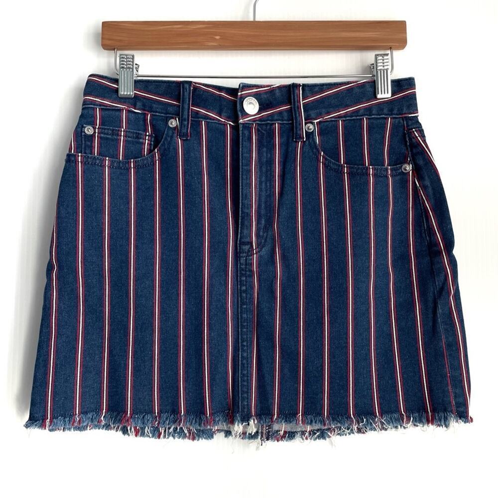 🆕 American Eagle AE high-rise mini skirt red white & blue patriotic size 6